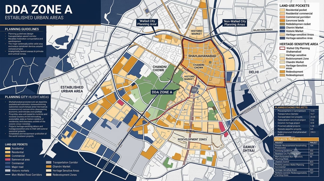 DDA A Zone Delhi: Areas Map, Localities, Land Use & ZDP