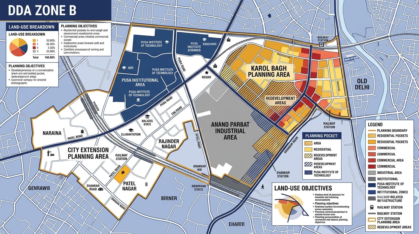 DDA B Zone Delhi: Areas, Localities, Land Use & ZDP