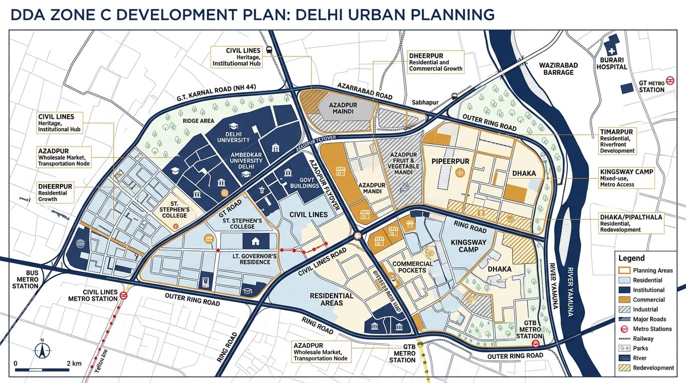 DDA C Zone Delhi Map, Plots Use & ZDP