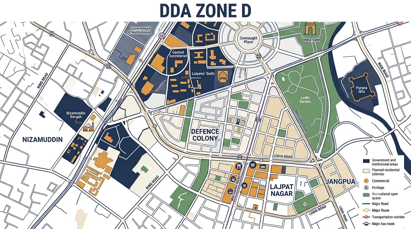DDA D Zone New Delhi Areas and Plots Map Use