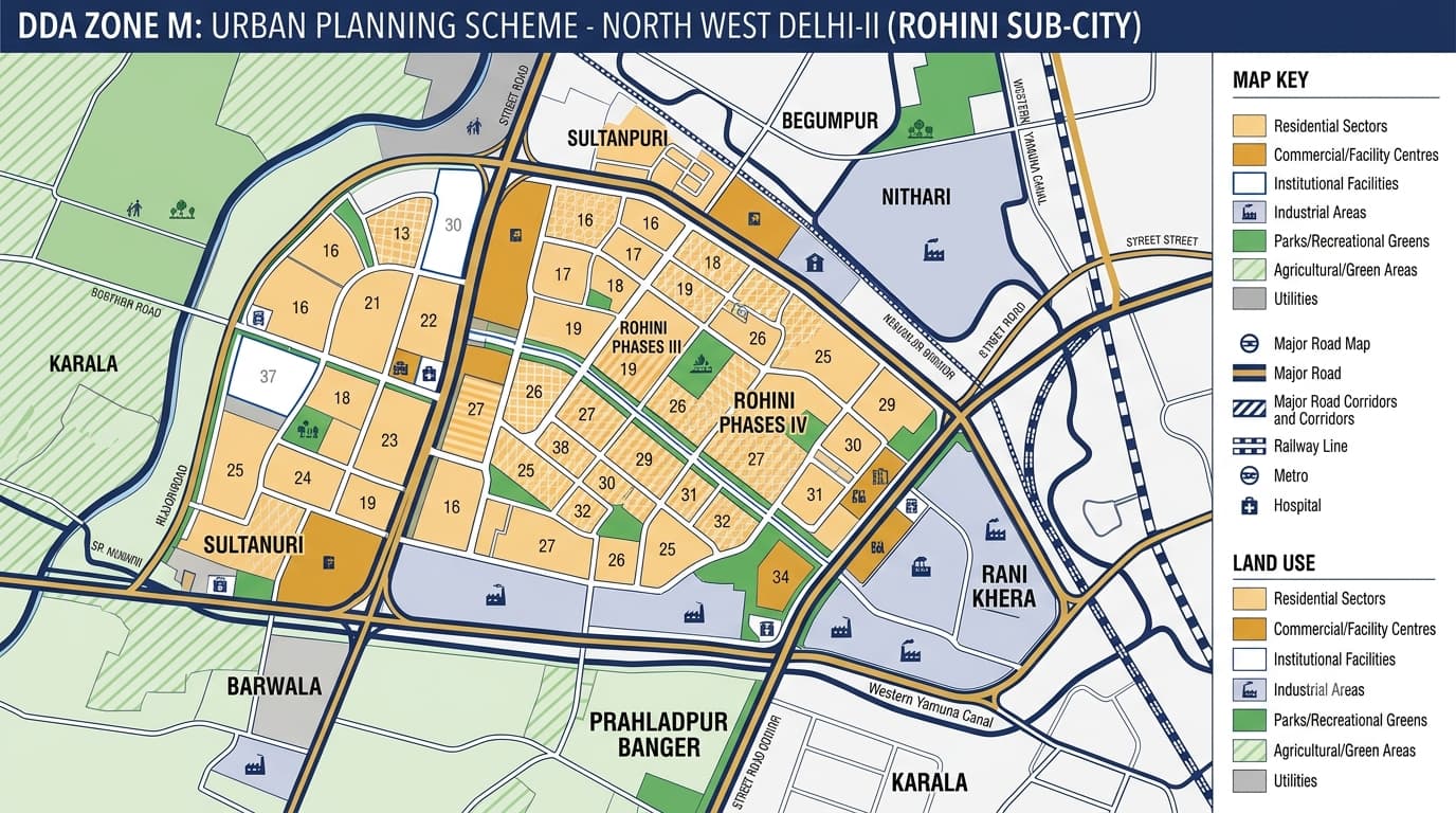 DDA Zone M Delhi Plots, Map, ZDP & Land Use Lens