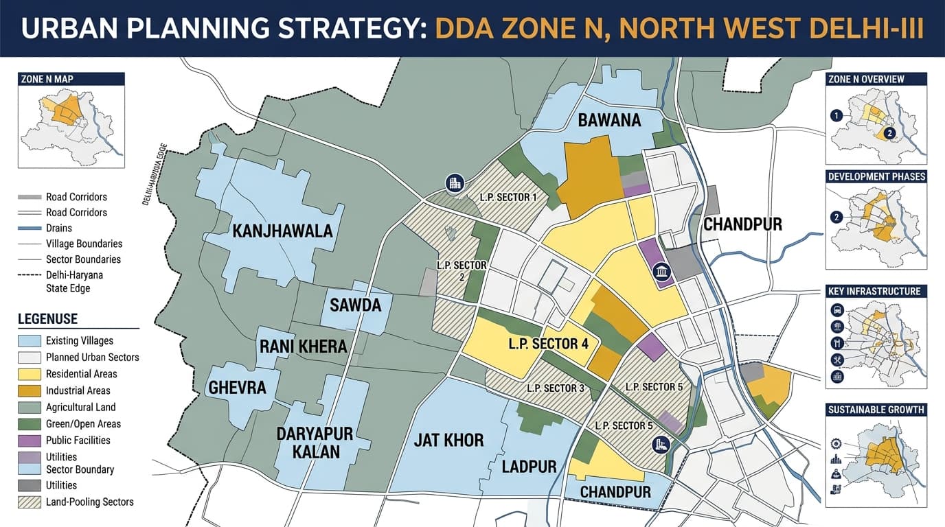 DDA Zone N Delhi Area, Map, ZDP, Land Use & Plots